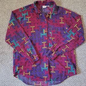 Palmetto's Men's Multicolor Vintage Pattern Cotton Button-Up Long Sleeve Shirt